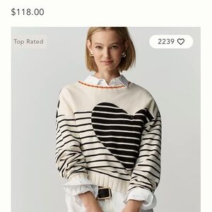 Maeve Crop Striped Sweatshirt - Large - NWT